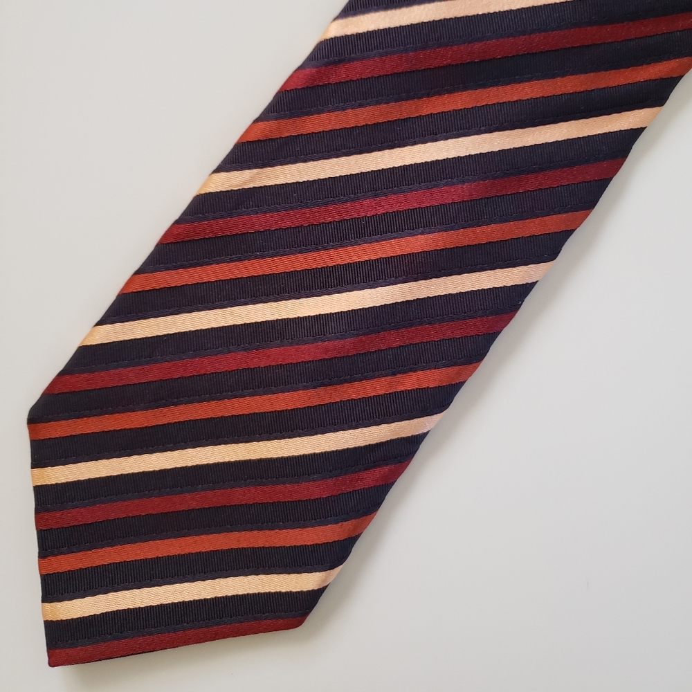 Canali red striped silk necktie. Excellent condition.
